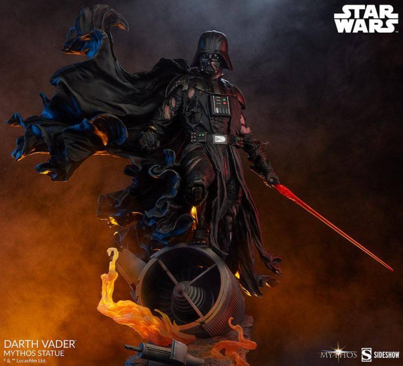 Darth Vader Mythos Sith Statues standing on destroyed X-Wing